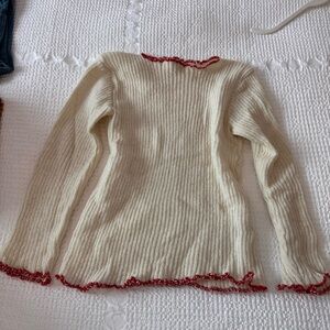 Nonna Lietta Ribbed Red Ruffle Wool Jumper